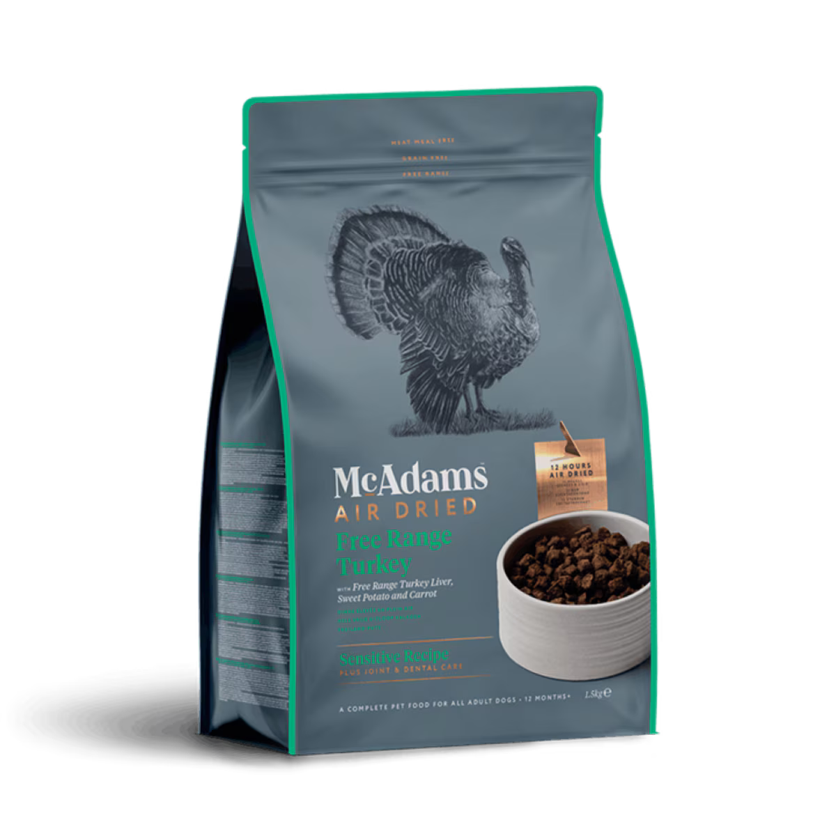 McAdams Mcadams Air Dried Sensitive Turkey Adult Dry pet food packaging